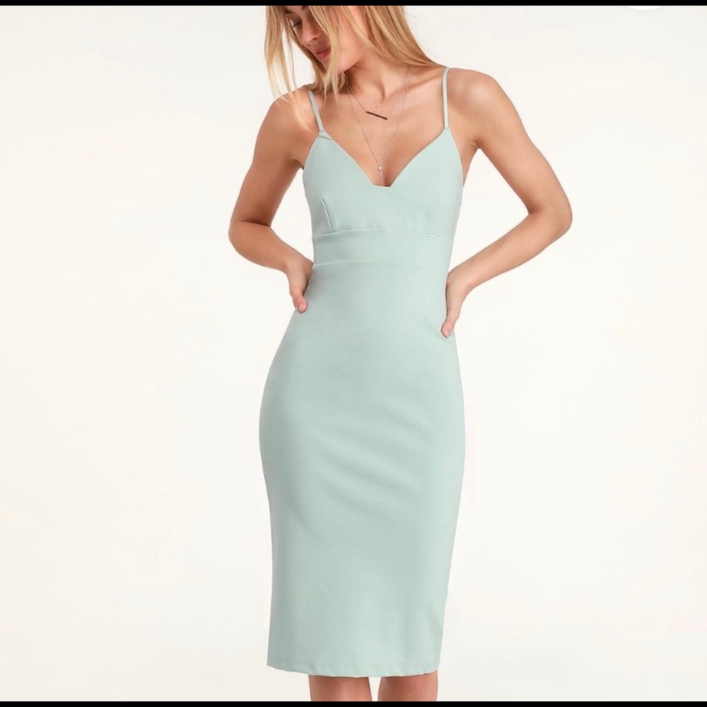 Don't Tell 'Em Light Blue Bodycon Midi Dress - XS